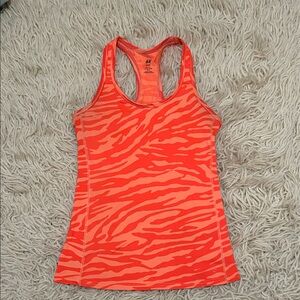 H&M Vibrant Orange Zebra workout Top